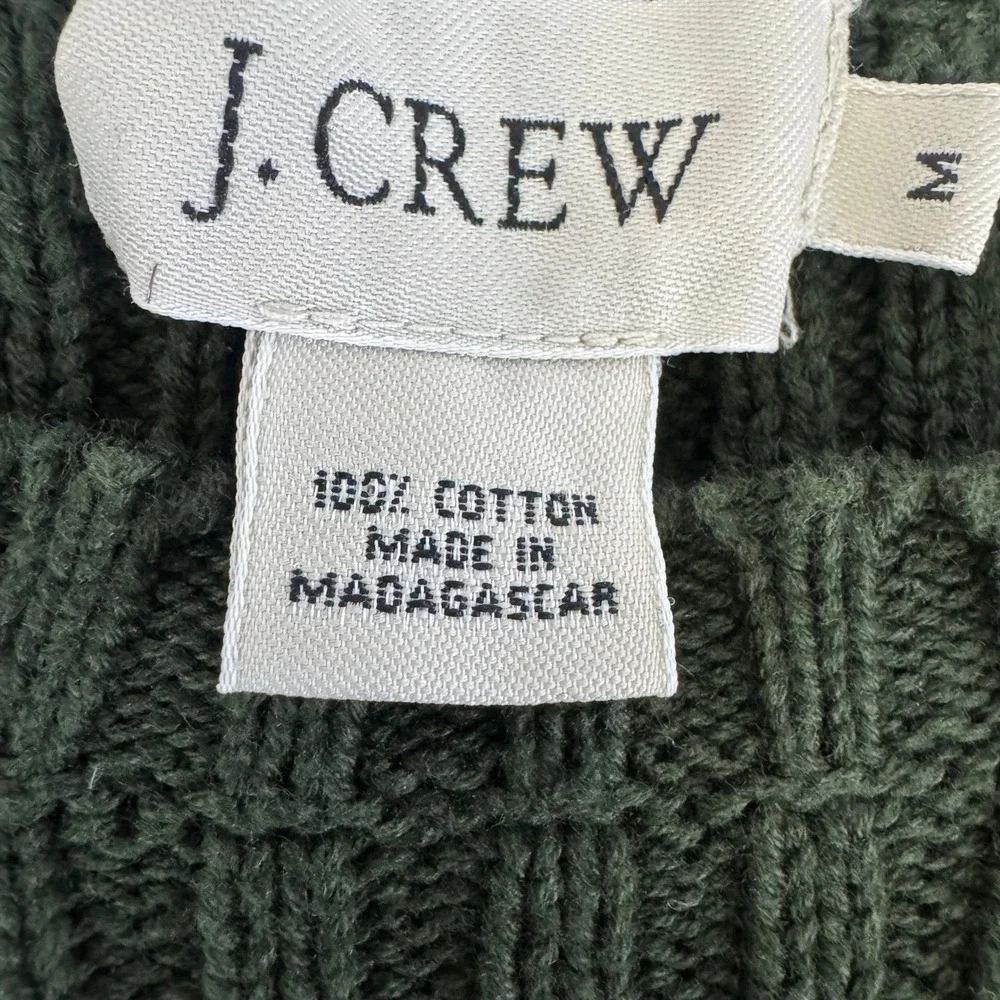 Vintage J. Crew Mens Ribbed Sweater Green Blue Stripe Size M‎